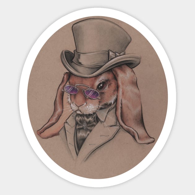 A Sharp Dressed Bunny Sticker by justteejay